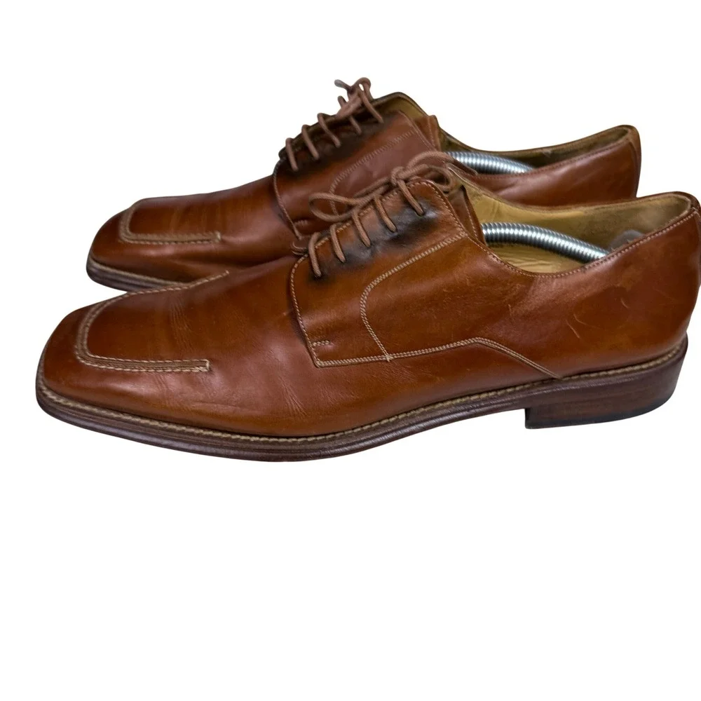 Mezlan Oxford Dress Shoes Mens 11.5 M Tan Leather Square Toe Lace Up Spain